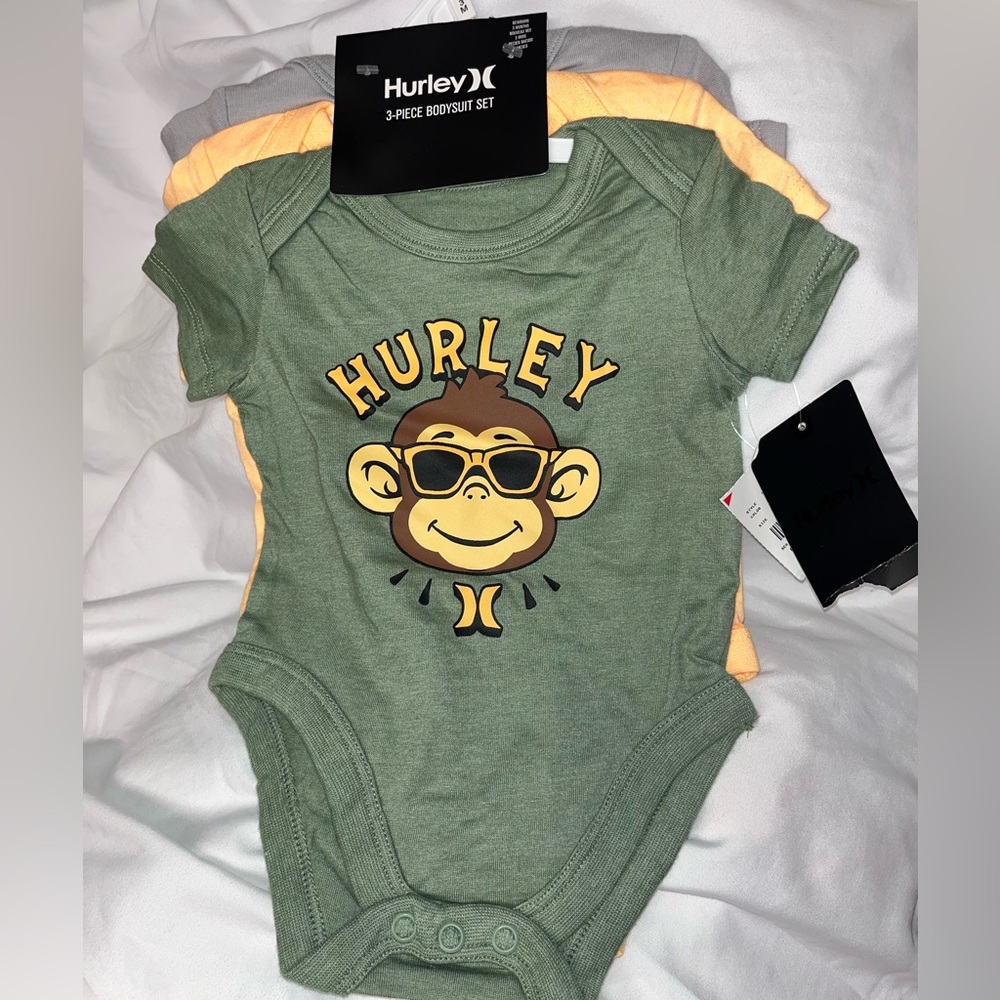 Hurley 3pcs baby onesie! NEW 3months